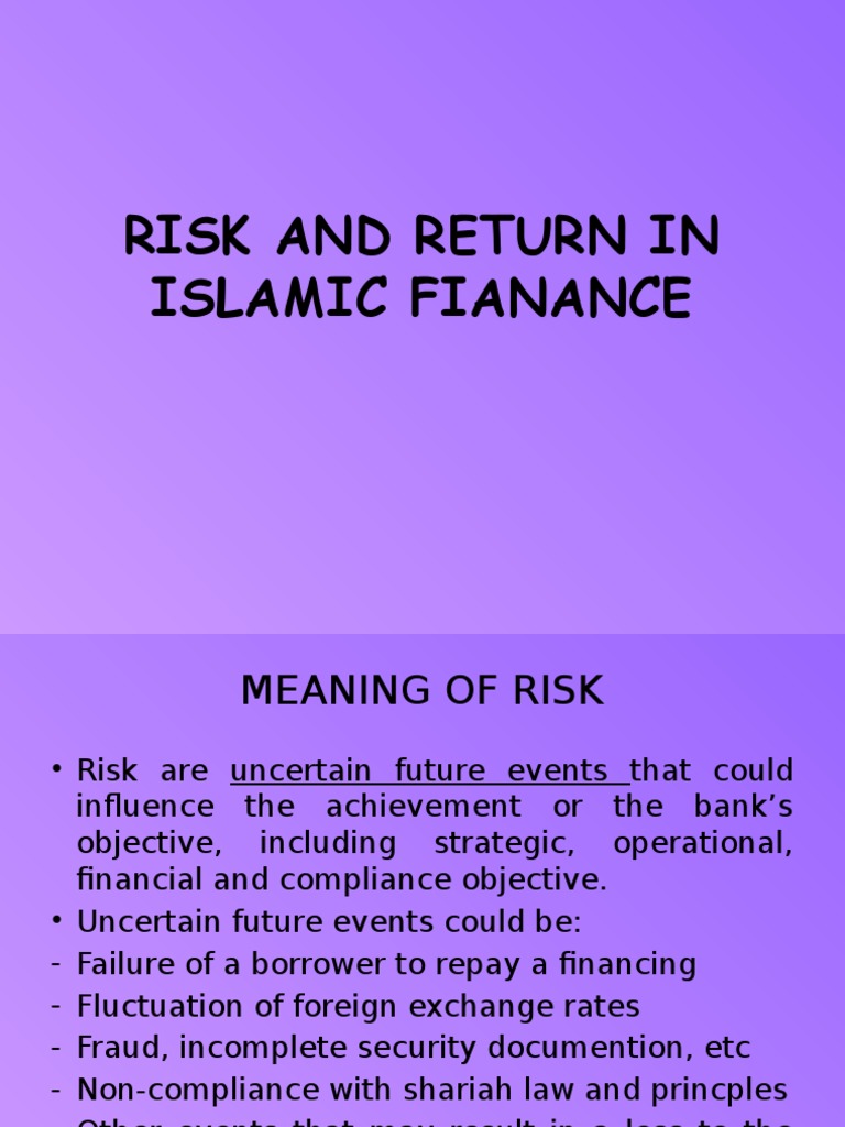 Risk and Return in Islamic Finance | PDF | Financial Markets | Islamic ...
