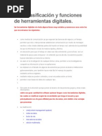 Uso, Clasificacion y Funciones de Herramientas Digitales