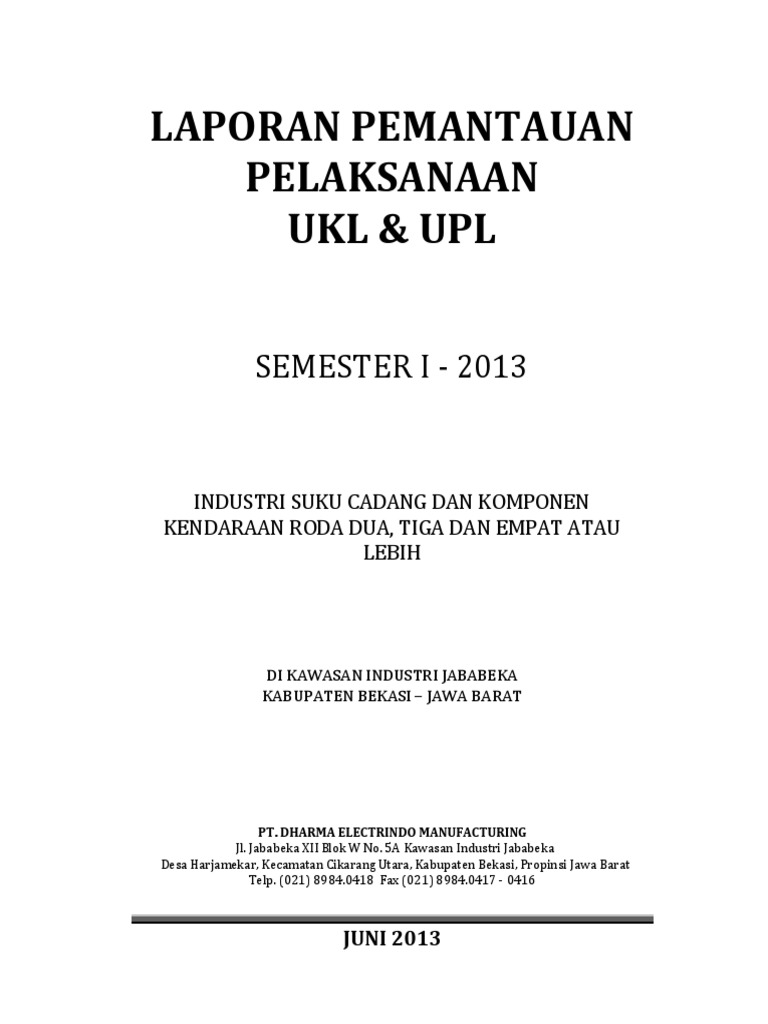 Contoh Laporan Semester Ukl Upl Rumah Sakit Kumpulan Contoh Laporan