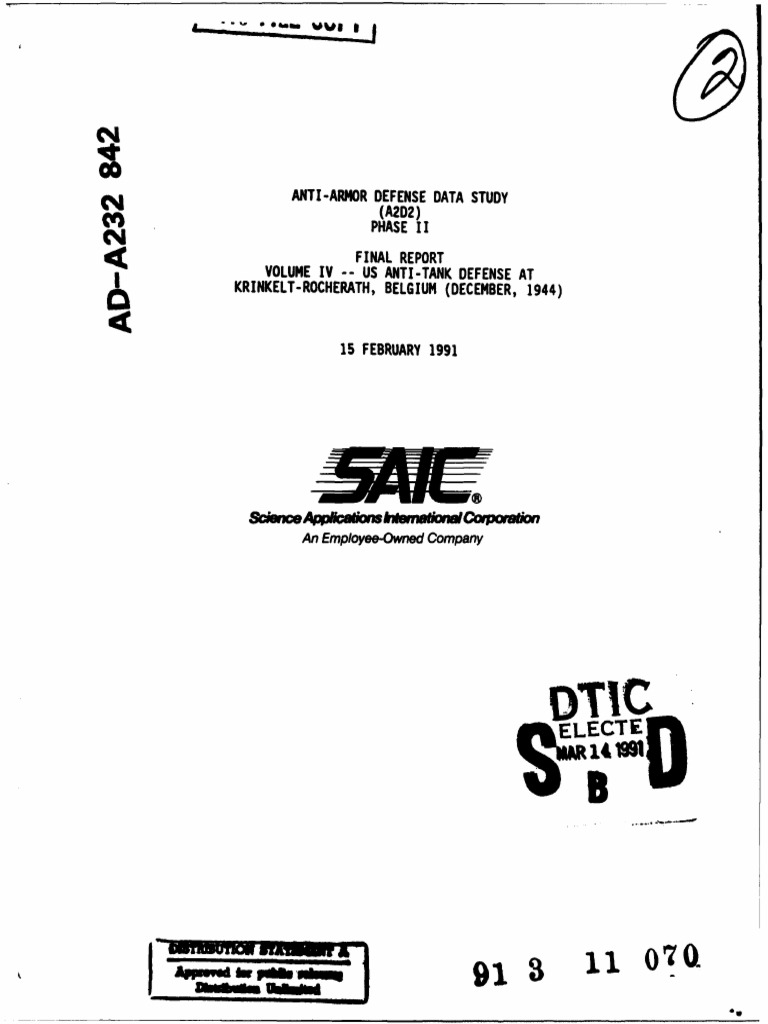 Ada 232842 ANTI-ARMOR DEFENSE DATA STUDY | PDF | Division