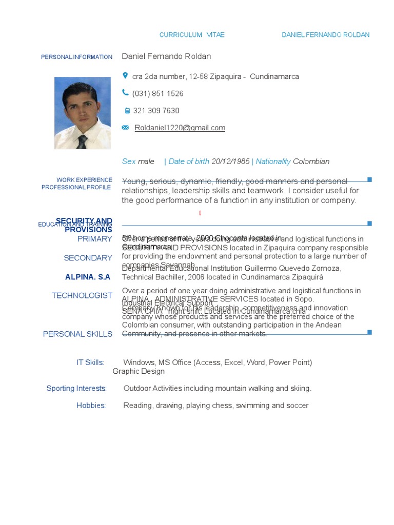 Hoja de Vida en Ingles PDF