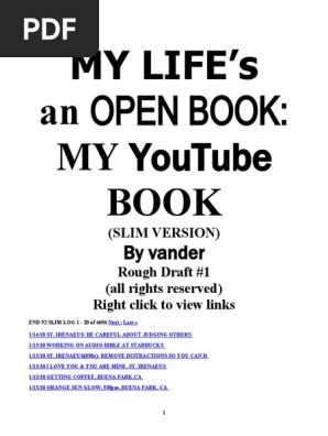 My Life S An Open Book My Youtube Book By Man Vander Rough