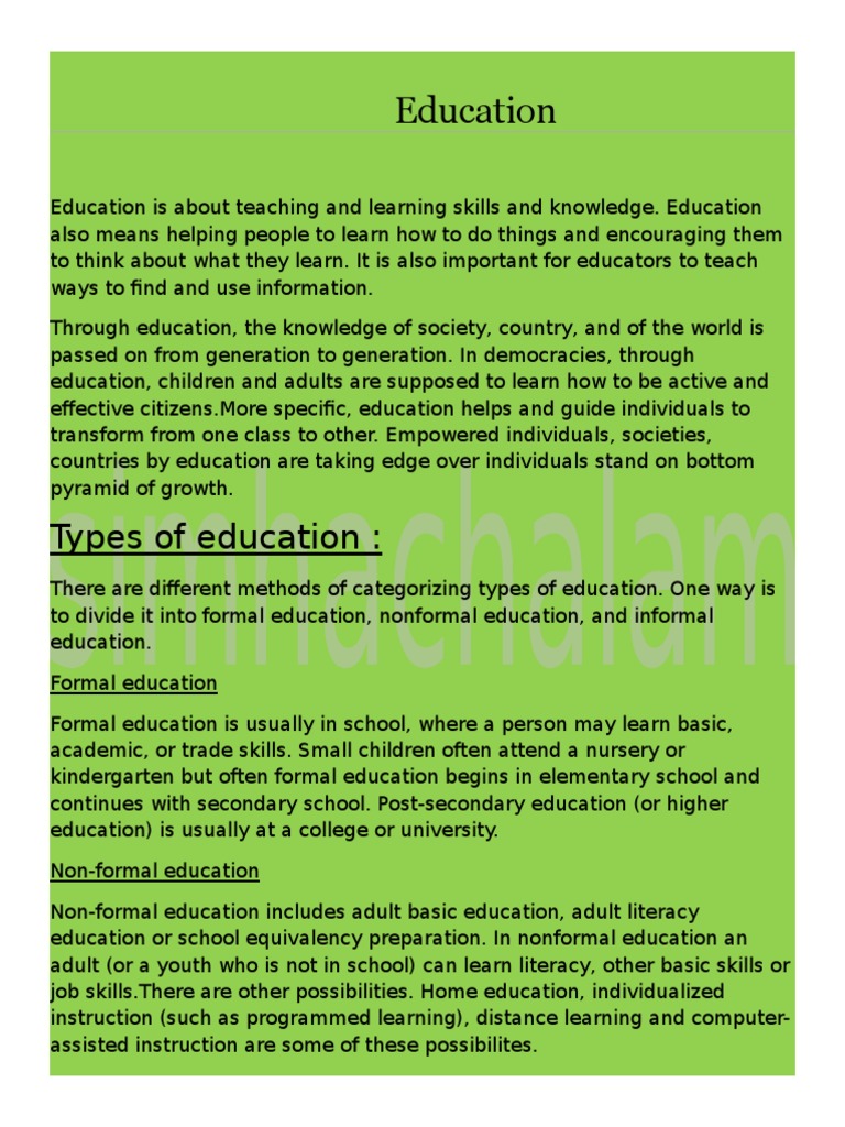 Types of Education | PDF