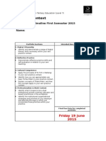Practice Context Template for the Assessment Timeline First Semester 2015