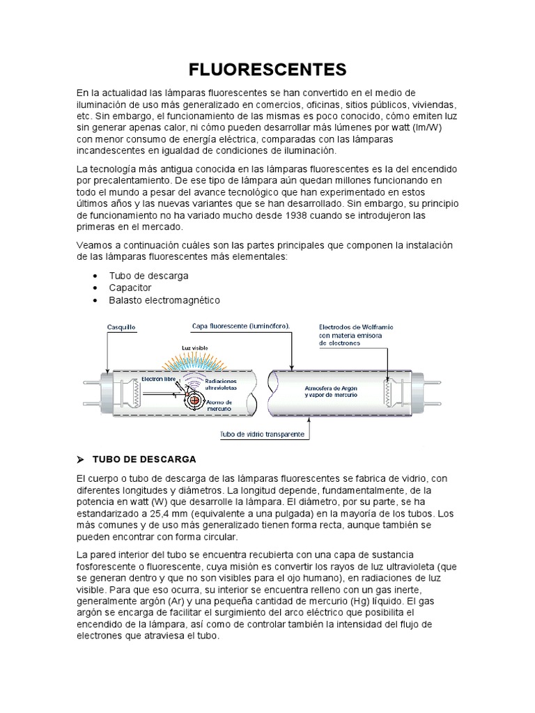 Funcionamiento de Fluorescentes PDF Lámpara fluorescente