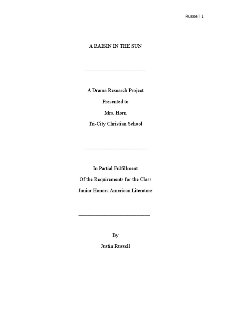 A Raisin in The Sun | PDF | Theatre | Entertainment (General)