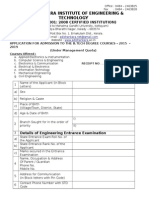 B Tech MQ (Management Quota) Application Form