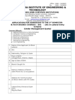 B.Tech Lateral Entry Application Form