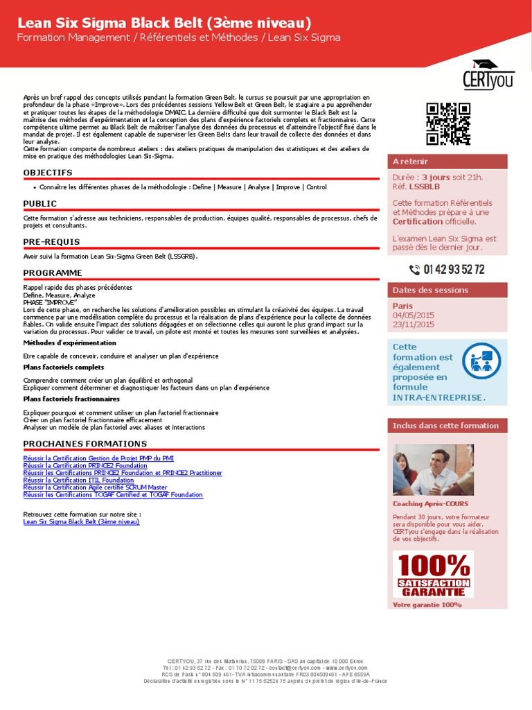 Formation Lean Six Sigma Black Belt | PDF | Six Sigma | Méthodologie