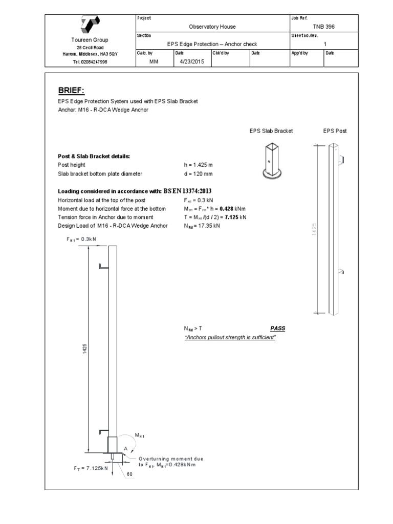 EPS Slab Anchor Design Calculations | PDF