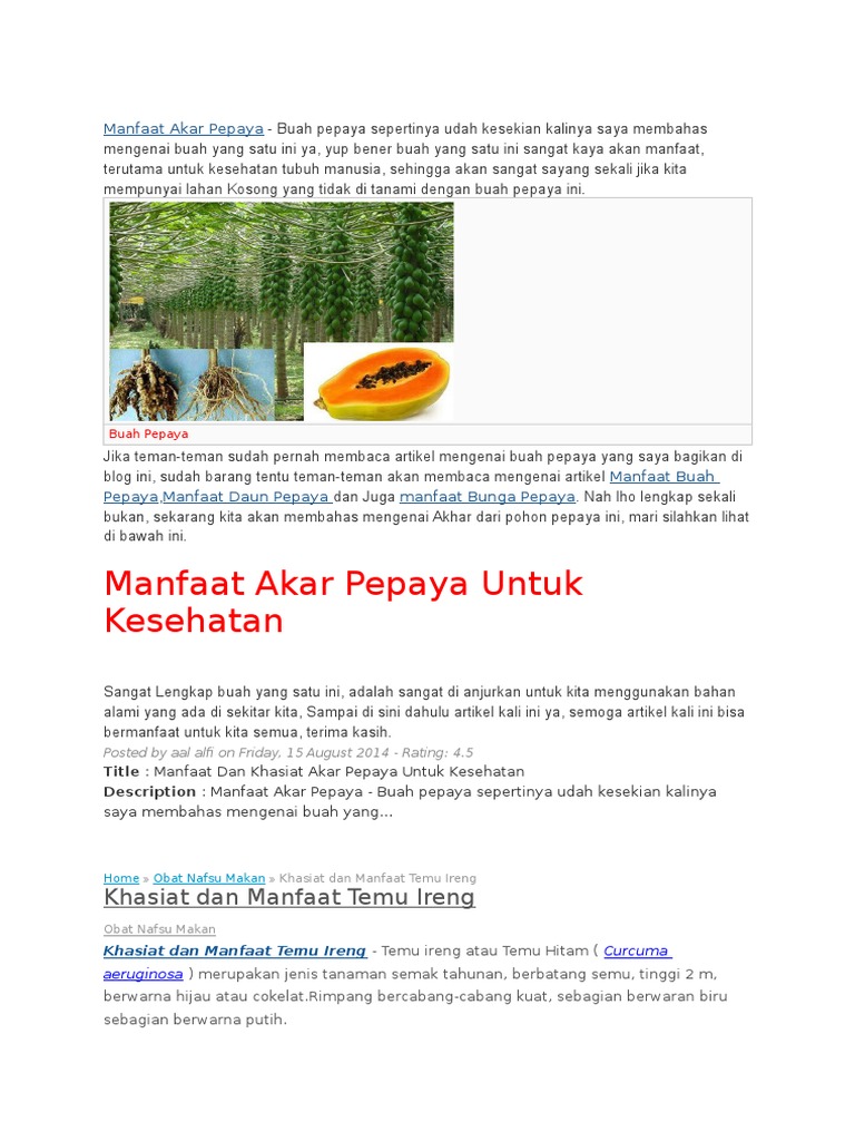 Manfaat Akar Pepaya