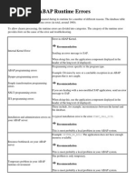 Categories of ABAP Runtime Errors