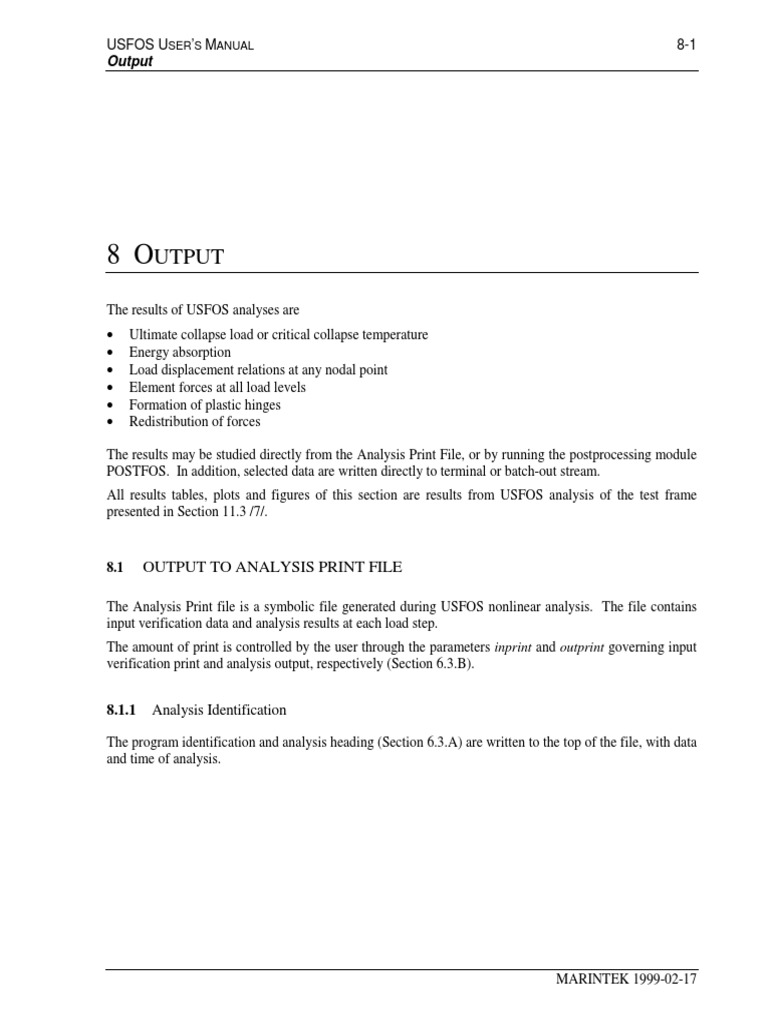 Usfos UM 08 | PDF | Yield (Engineering) | Cross Section (Physics)