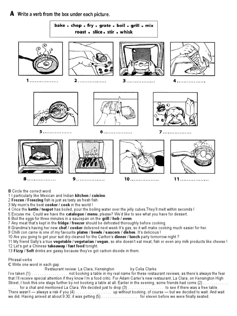 Food and Drink Vocabulary Exercises | PDF | Tableware | Food And Drink