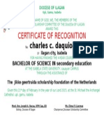 Certificate of Recognition: Charles C. Daquioag