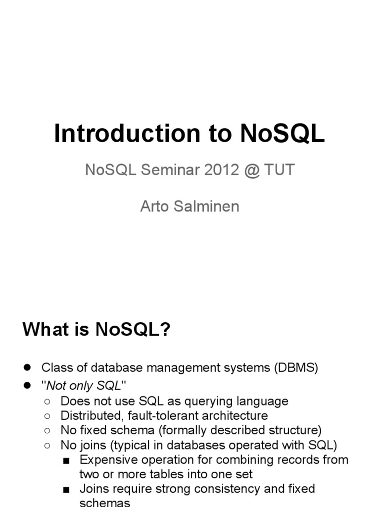 NoSQL Intro | PDF | No Sql | Database Transaction