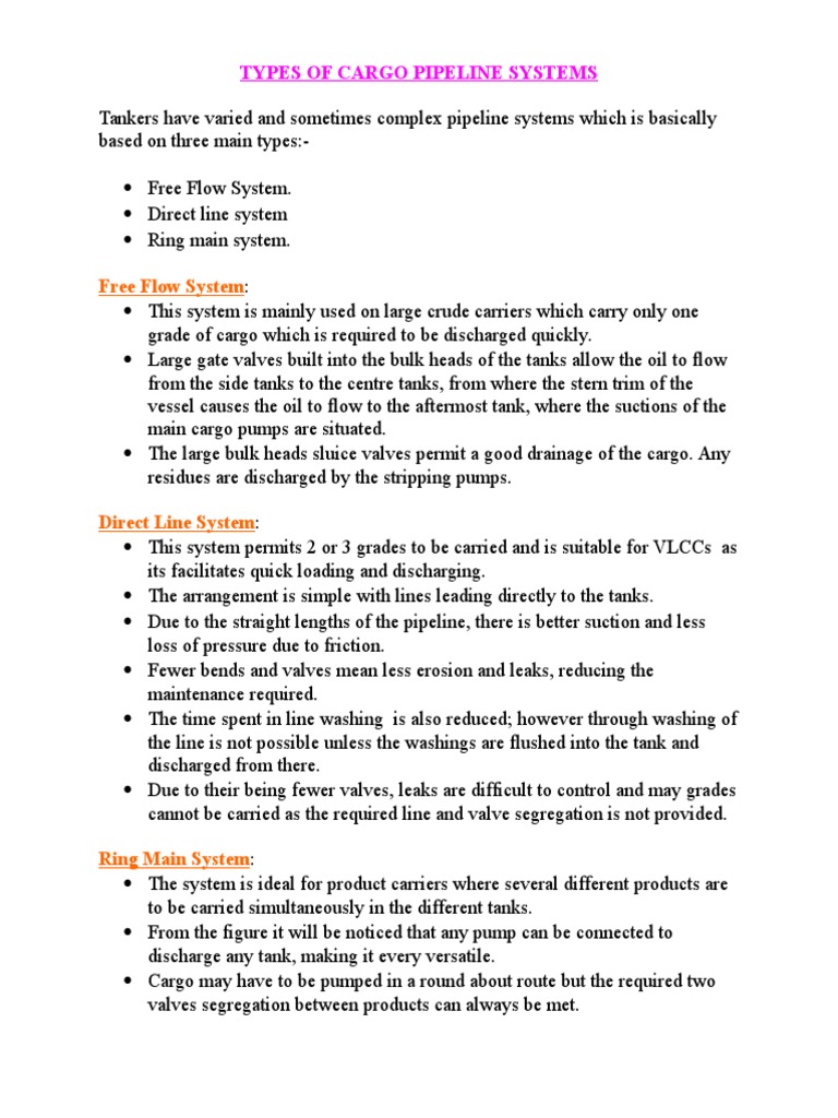 Types of Cargo Pipeline Systems | PDF | Home & Garden