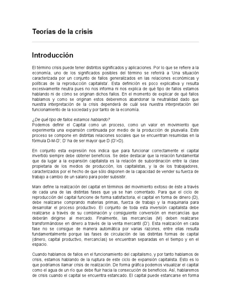 Teorías de La Crisis | PDF | Explotación del trabajo | Ciencias sociales