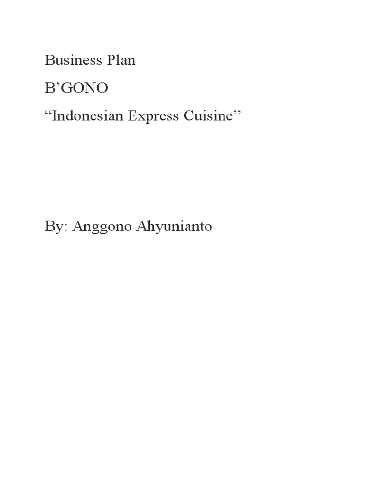 Business Plan Fast Food ANGGONO | PDF | Fast Food Restaurants | Indonesia
