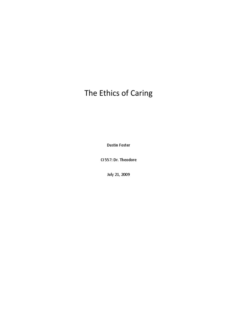 The Ethics of Caring - Noddings | PDF | Morality | Motivation