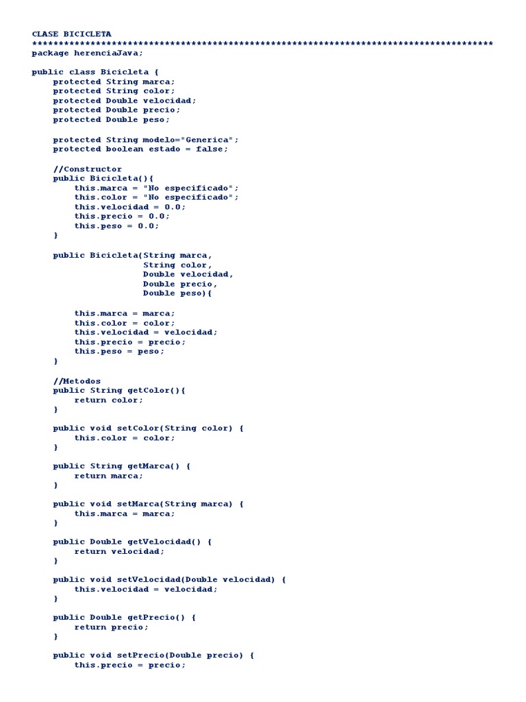 Clases de Bicicletas en Java | PDF | Herencia (Programación Orientada a ...