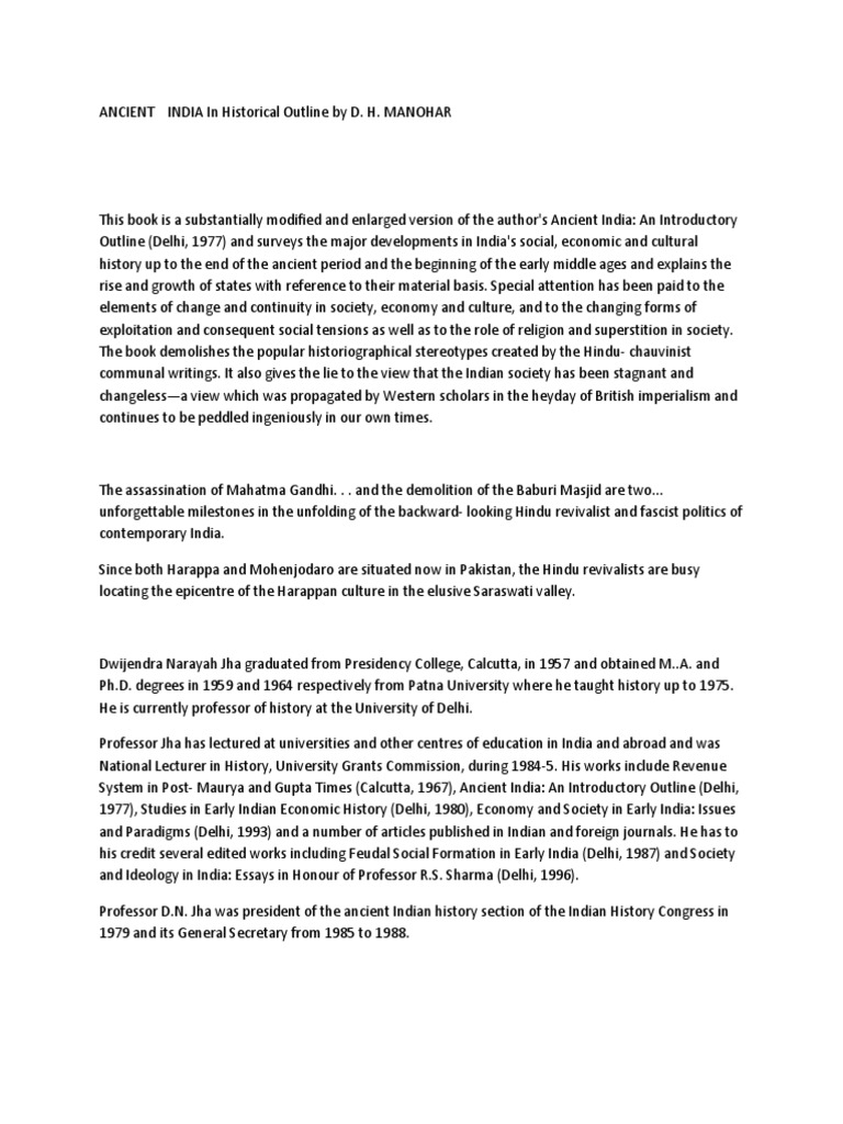 ANCIENT INDIA IN HISTORICAL OUTLINE PDF visual data 6