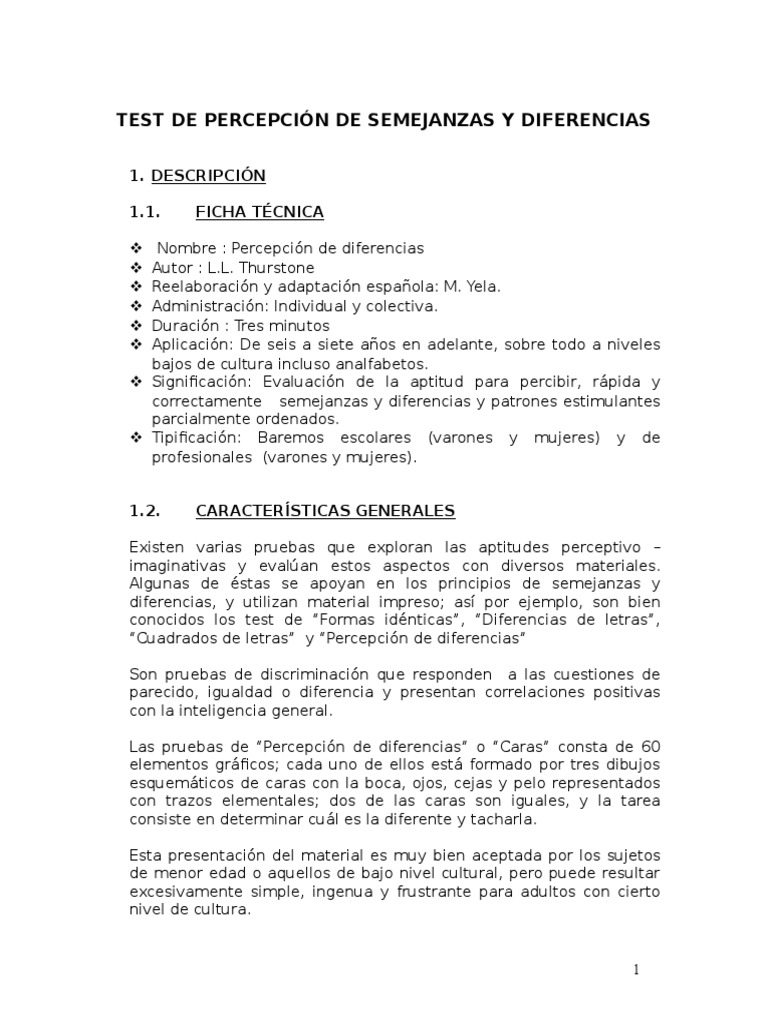 Test de caras descargar gratis pdf inteligencia percepci n