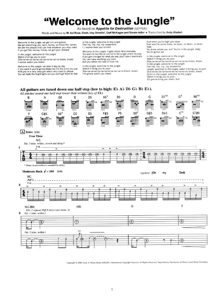 Guns roses welcome to the jungle guitar tab pdf