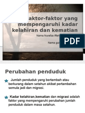 Faktor Faktor Yang Mempengaruhi Kadar Kelahiran Dan Kematian