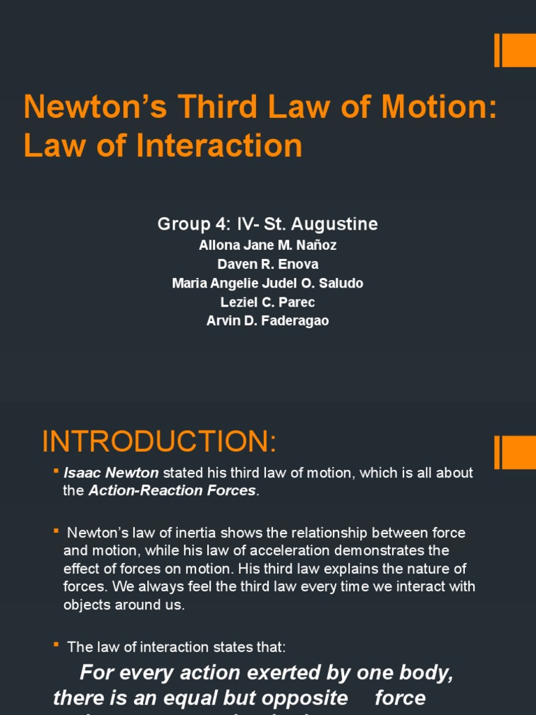 Newton's Third Law of Motion | PDF | Friction | Force