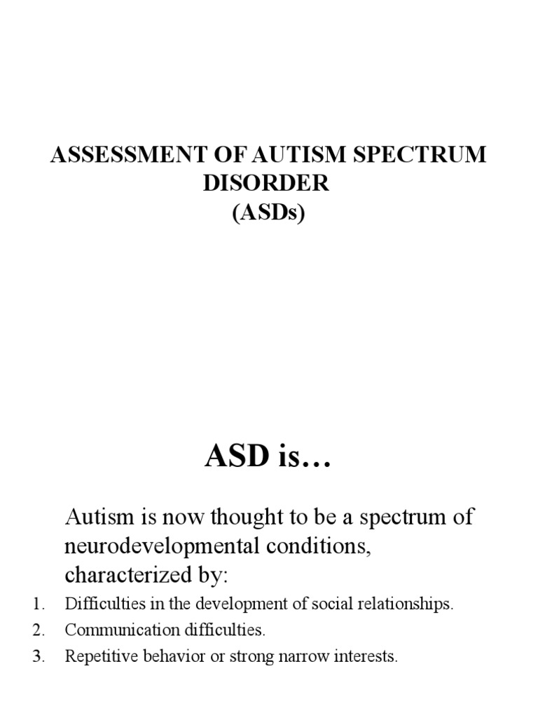 3Assessment of Autism PDF Autism Spectrum Autism