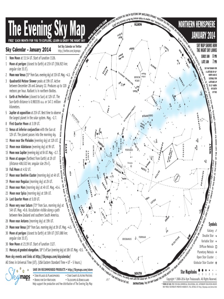 The Evening Sky Map: JANUARY 2014 | PDF