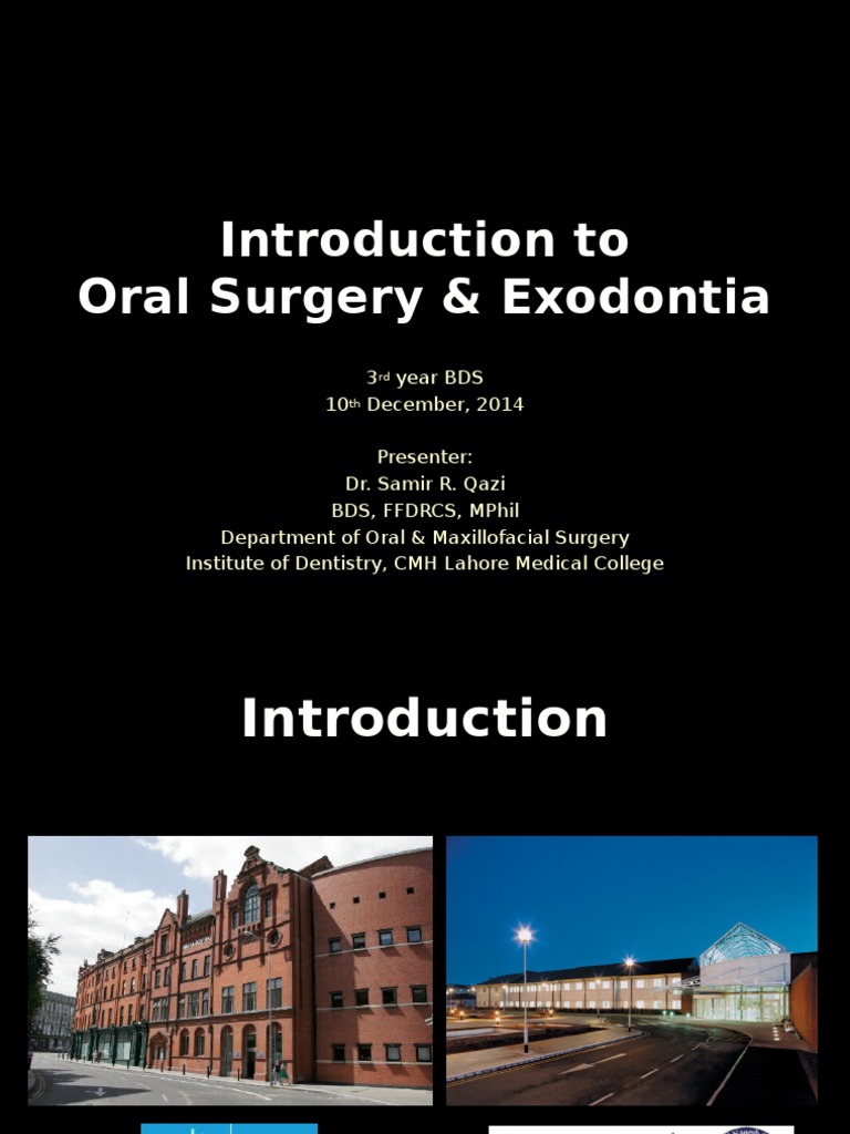Introduction To Oral Surgery & Exodontia PDF Dental Degree Oral