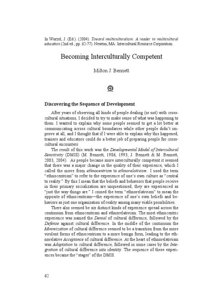 Developing Intercultural Competence | PDF | Cross Cultural ...