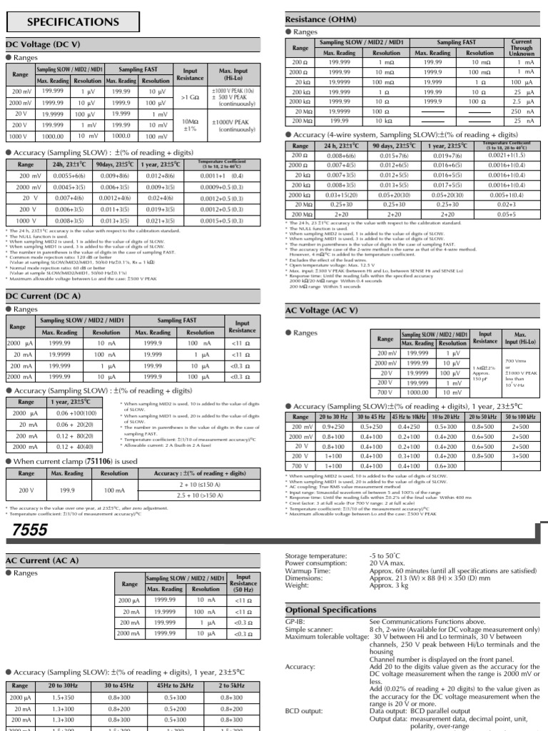 Yokogawa 7555/7563 Specifications | PDF | Electromagnetism
