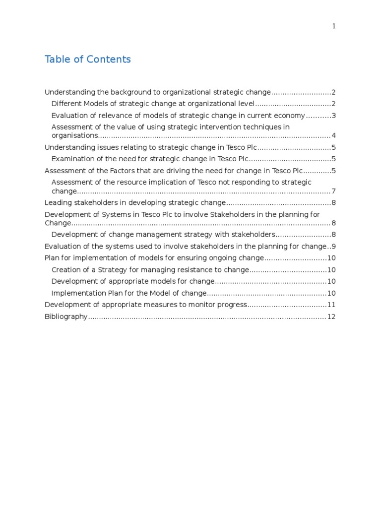 Strategic Change Management in Tesco Plc | PDF | Change Management ...