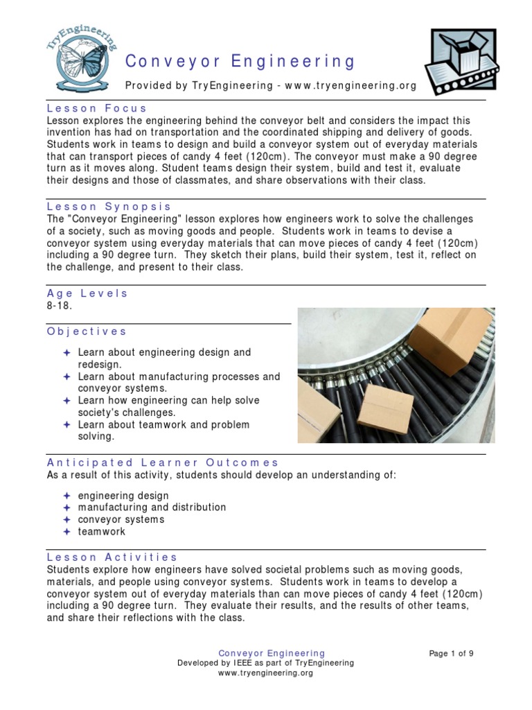 Conveyor System Design for Students | PDF | Science Education | Science