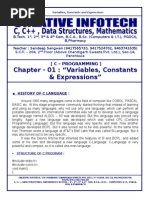 Chapter - 01: "Variables, Constants & Expressions": (C - Programming)