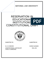 Constitutional Law -Reservation in Educational Institution