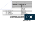 BS Civil Engineering (Fall 2012) 2nd List