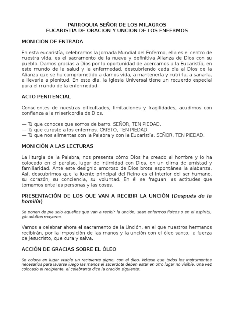 Misa de Unción por los Enfermos 2024 | PDF | eucaristía | Misa (liturgia)