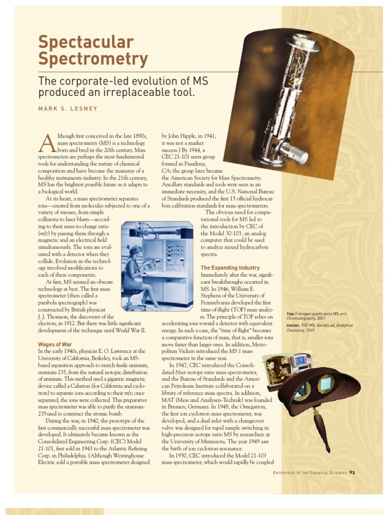 Mass Spectrometer History Mass Spectrometry Gas ChromatographyMass