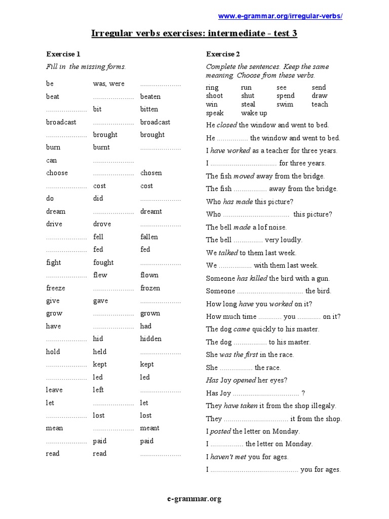 irregular-verbs-exercises-intermediate