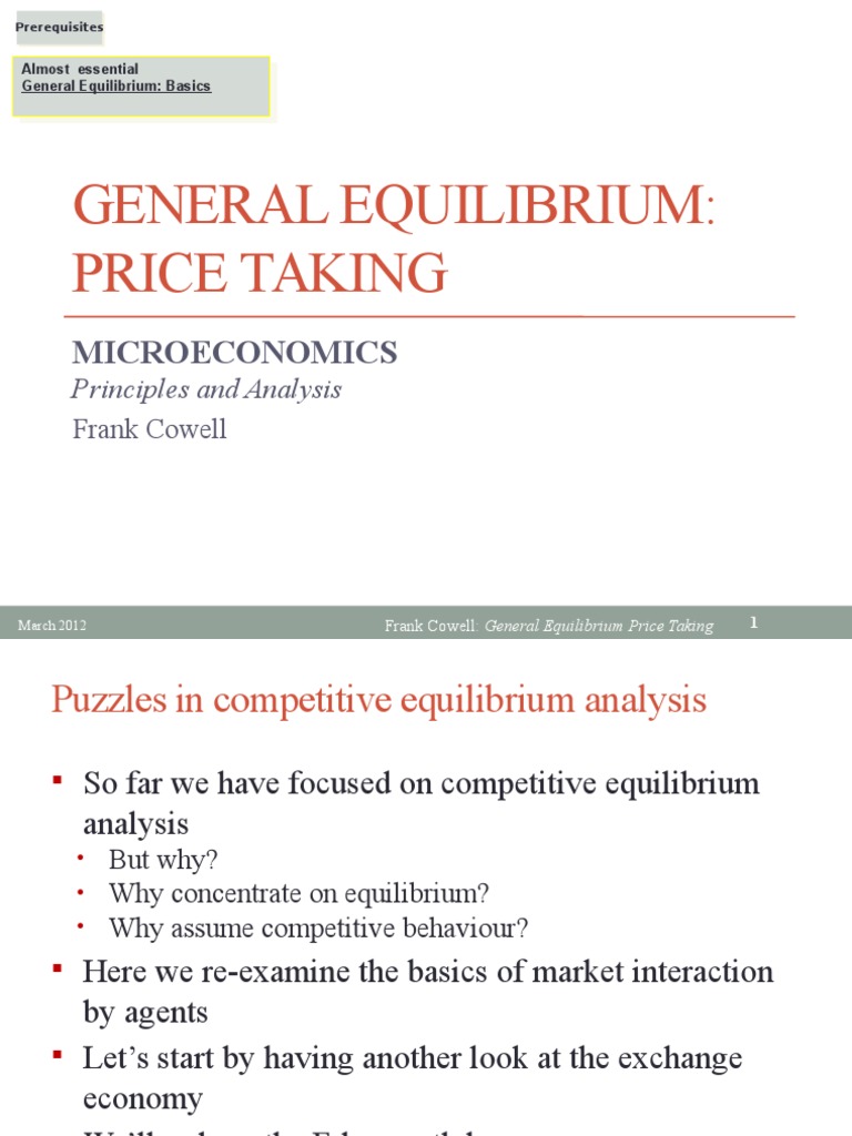 General Equilibrium Price Taking Explained | PDF | General Equilibrium ...