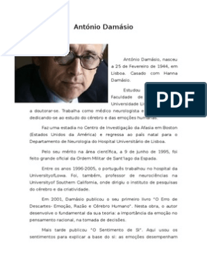 António Damásio. As capacidades afetivas são os alicerces da nossa mente