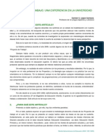 Proyectos de Trabajo. Una Experiencia en La Universidad: 1. ¿De Dónde Nace Este Artículo?