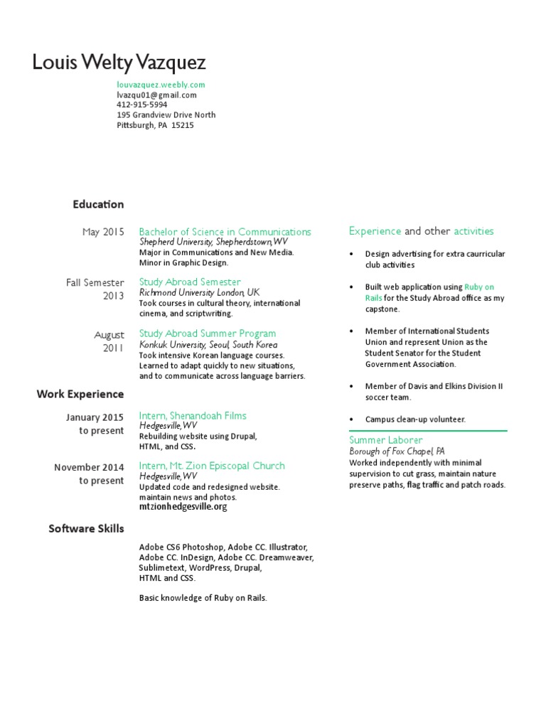 Student Activities and Work Experience | PDF