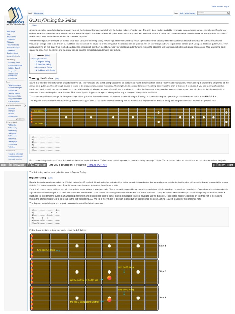 Tuning The Guitar | PDF | Harmonic | Guitars
