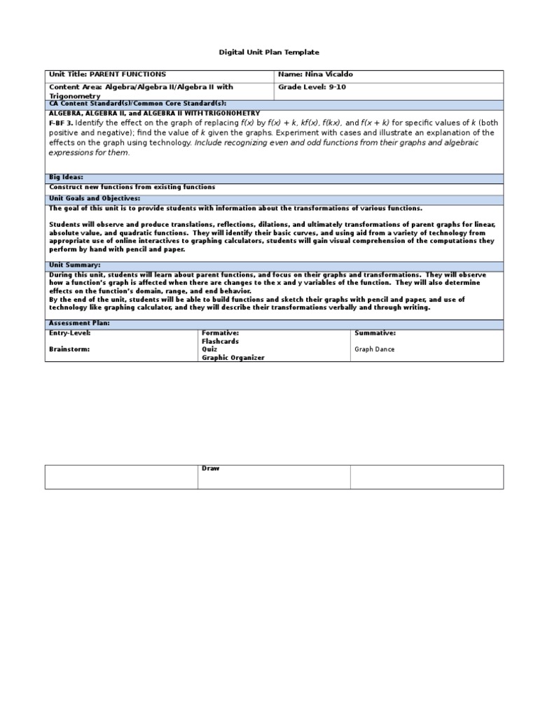 Edsc 304 Slice 2 Step 5 - Digital Unit Plan Template | PDF | Function ...