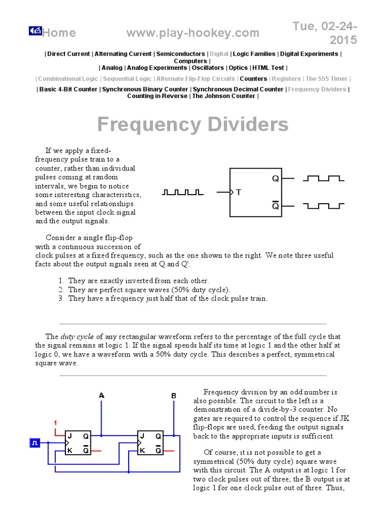 Frequency Dividers Digital Electronics Electronic Engineering